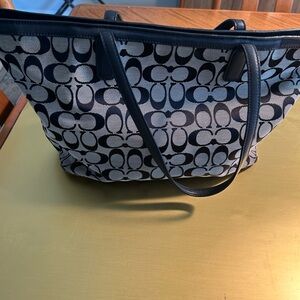 Coach Black and Gray Monogram Tote